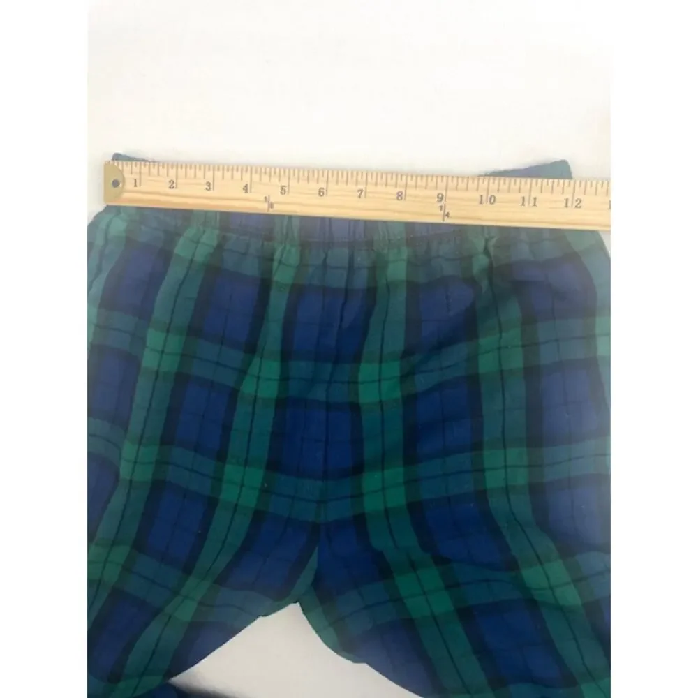 Saint Eve Kids Blackwatch Plaid Flannel Pajama Set Size L 10/12 Green Blue